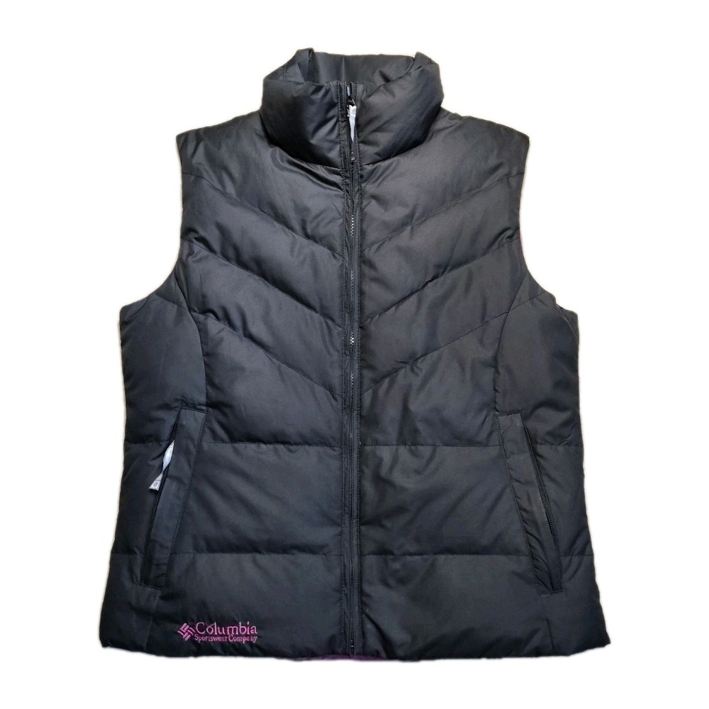Columbia Vest Womens M Black Jacket Down Fill Warm Winter Outdoor Zip Up Puffer